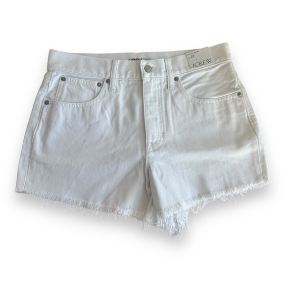 J Crew White Relaxed Denim Short 3 Inch Inseam Raw Hem Womens Size 27 - Picture 5 of 15